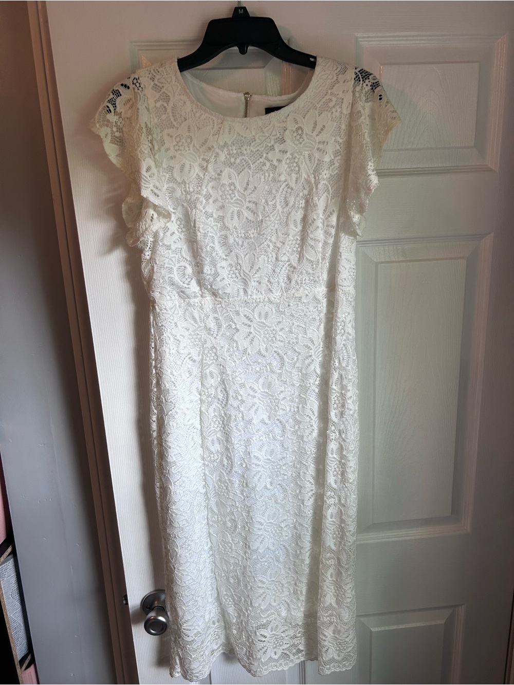 Liz Claiborne White Lace Cap-Sleeve Dress